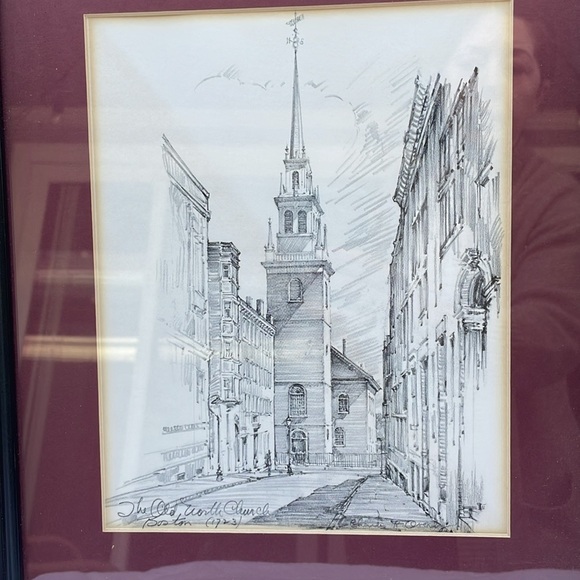Charles Overly  “The Old Worth Church” Framed Print - Picture 5 of 9